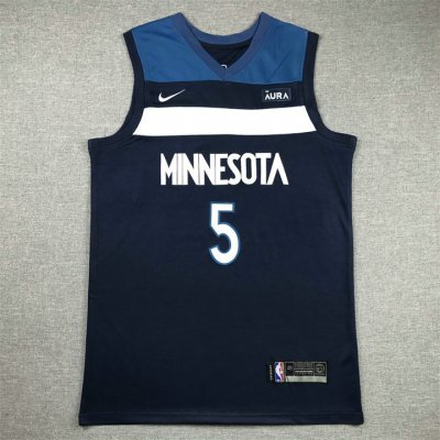 NBA 5 Edwards Minnesota Timberwolves Maillot Marine brodé